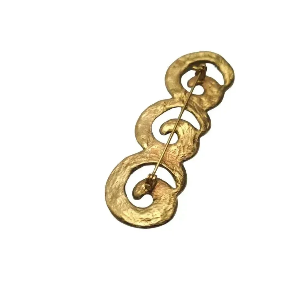 Spiral Brooch Pin Matte Gold Tone Vintage High Quality